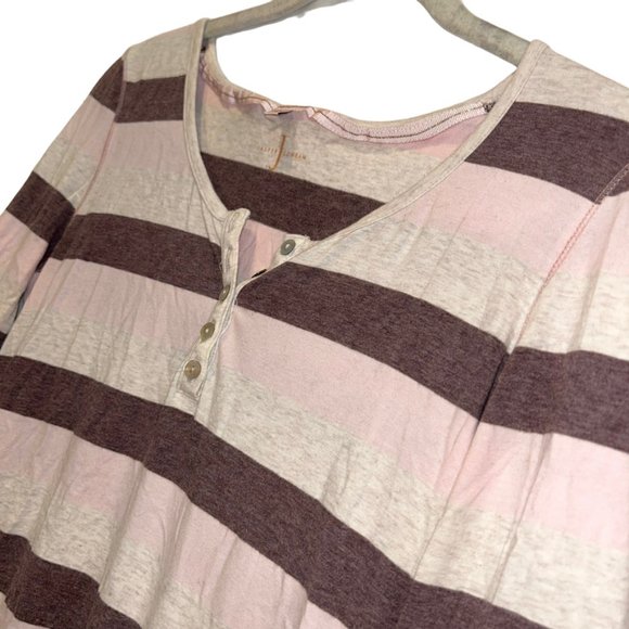 jasper conran plum pink rugby stripe knit long sleeved henley top M UK 1… - Picture 3 of 3
